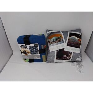 Star Wars the Mandalorian The Child Squishy Pillow and Blue Soft Cozy Blanket